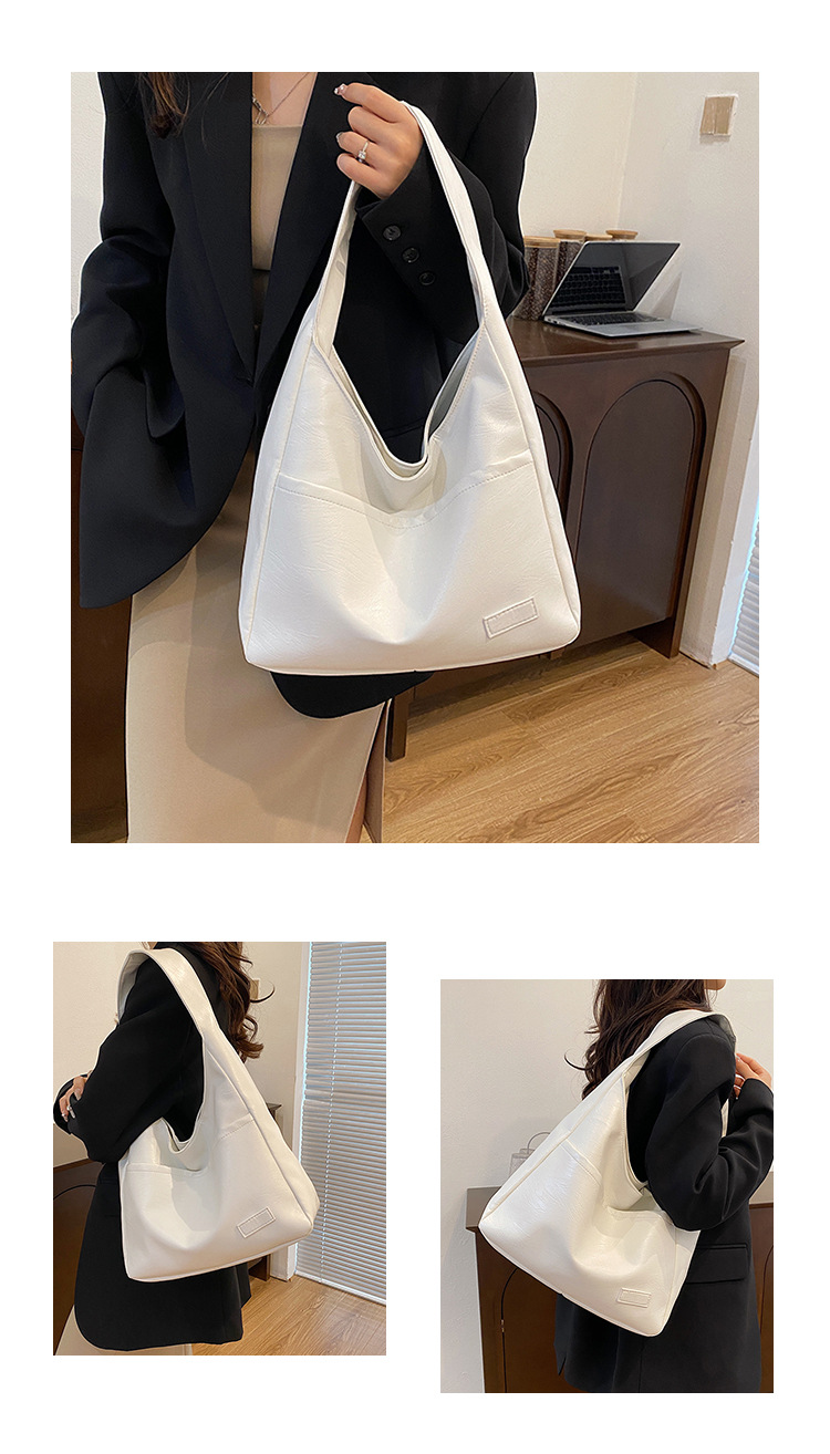 Large-capacity female 2024 new autumn and winter soft leather bucket bag, commuter tote bag, college student class single-shoulder bag undefined