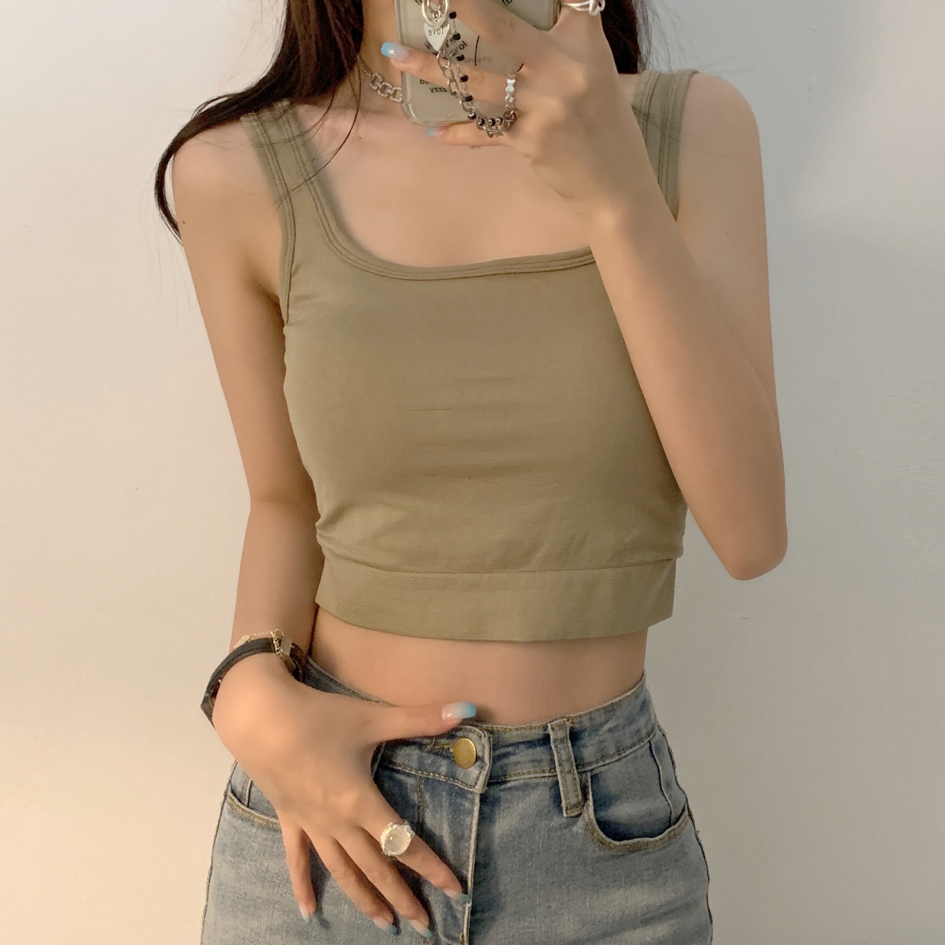 Nuevo 1809 Sling Chaleco con almohadilla en el pecho de las mujeres de una sola pieza inalámbrica deportes belleza espalda ombligo todo partido desgaste exterior base