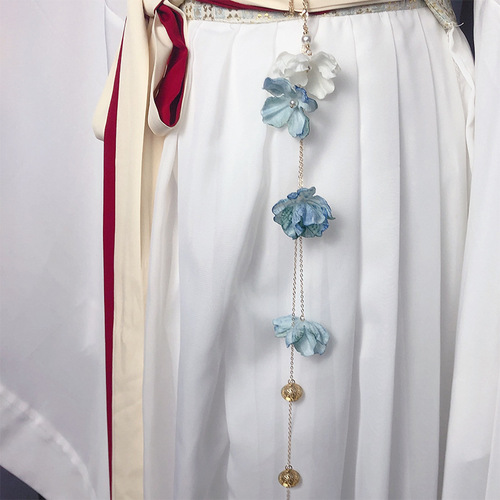 Silk flower forbidden step lapel waist accessories pendant ornaments versatile simulated flower bells long tassel ornaments Chinese style