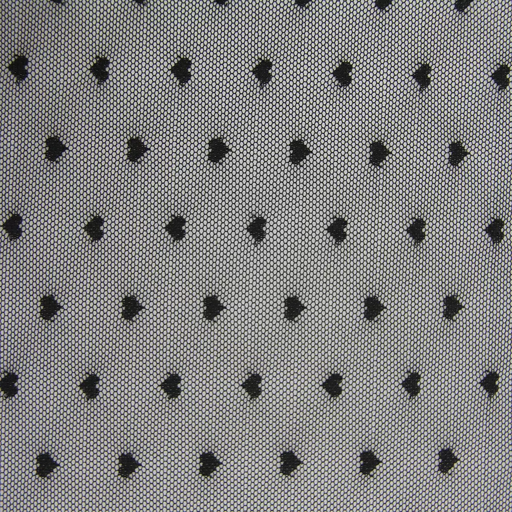 锦氨网眼布 黑色小爱心桃心弹力镂空网纱 服装内衣蕾丝布料现货