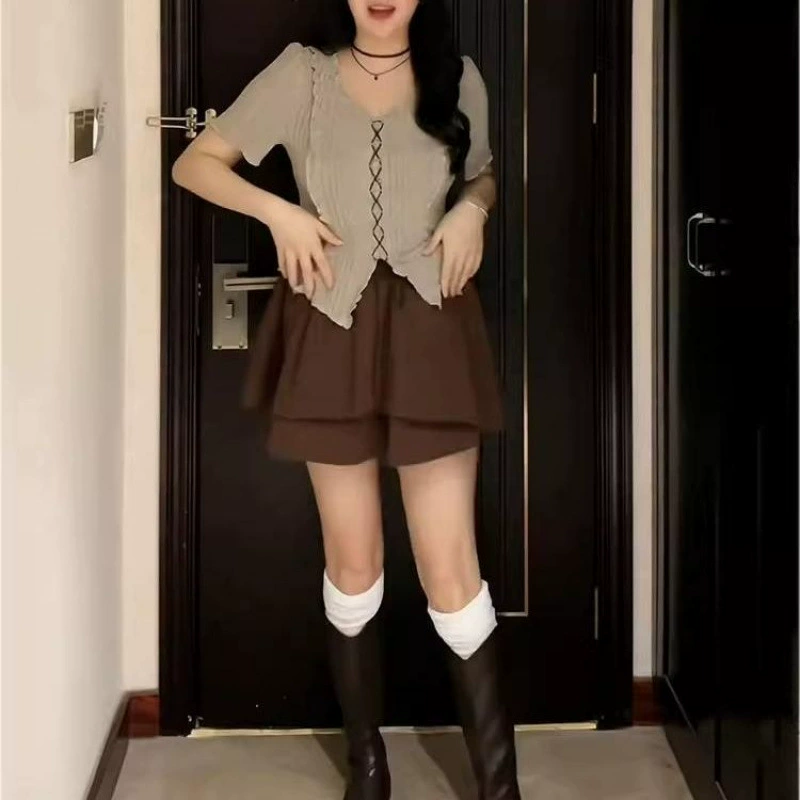 Летний комплект юбка и топ, для женщин plus size, с коротким рукавом, размеры M–4XL