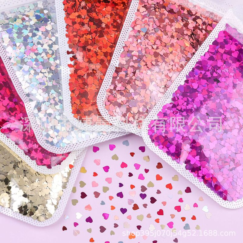 Cross-Border Holographic Heart-Shaped Glitter Sequins in a Bag 3/5/10g Mixed Sizes for Nail Art and Eye Makeup Cross-Border Holographic Heart-Shaped Glitter Sequins in a Bag 3/5/10g Mixed Sizes for Nail Art and Eye Makeup