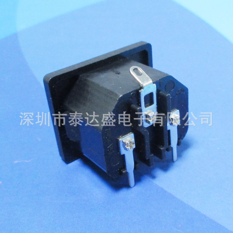 加热床AC电流输入母插座15A250V三芯实心铜卡式品字插座LH-14-3PY