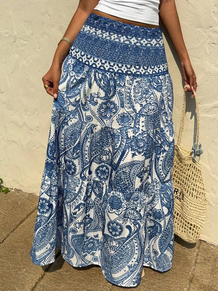 European And American Cross-border Foreign Trade Women's Clothing, New Holiday Casual Bohemian Style Printed Long_ecoleips.com