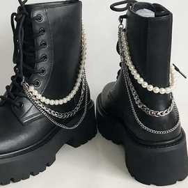 欧美秋冬季女靴脚链配饰品 多层仿珍珠金属脚踝链 可拆卸百搭脚饰