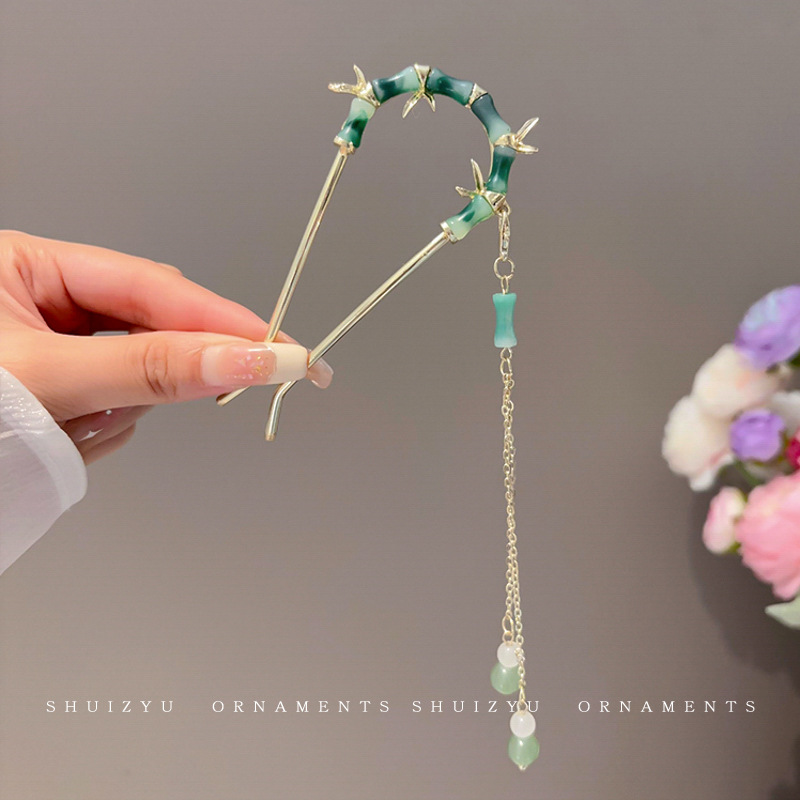 Plato de flores, dispositivo de cabello en forma de U, pinza de cabello para mujeres 2025, nuevo pinza de cabello de alta gama, nuevo estilo chino, pinza de cabello antiguo, tocado antiguo