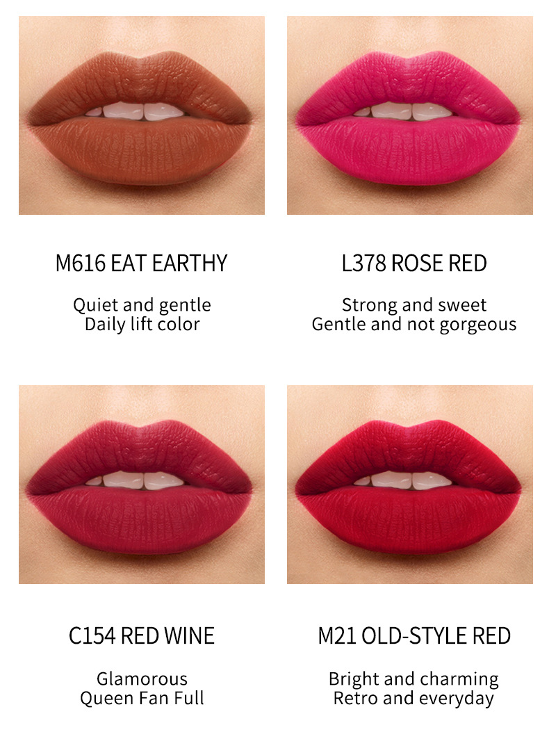 VIBELY China Red Non-Stick Cup Rim Red Gift Box Set of 10 matte matte non-fading Bright Red lipsticks undefined