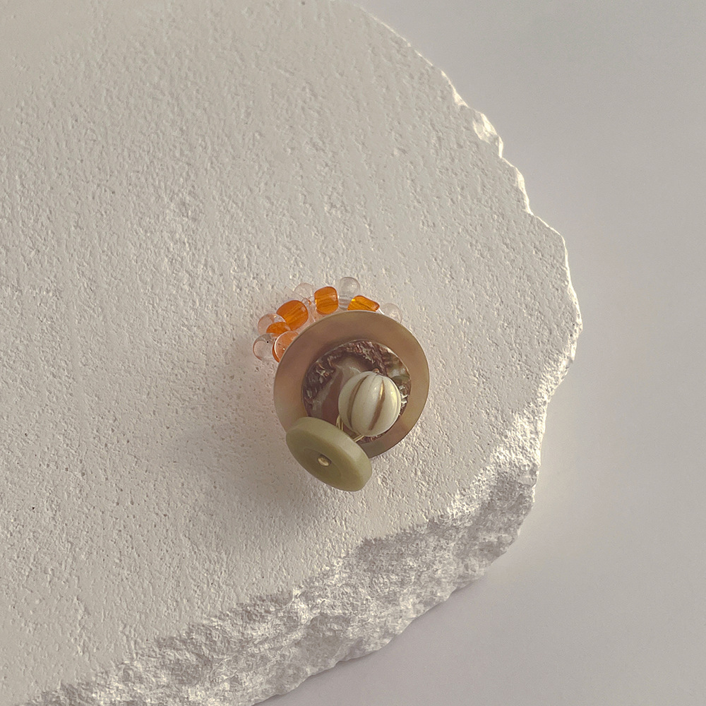 Fashion Geometric Beaded Resin Shell Unisex Rings