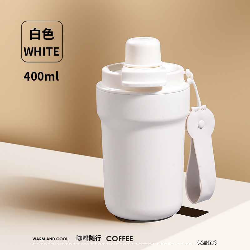 316 ステンレス鋼断熱コーヒーカップ女性のための見栄えの良いダブルドリンクカップストロー付きインターネット有名人ウォーターカップハンドル付き|undefined