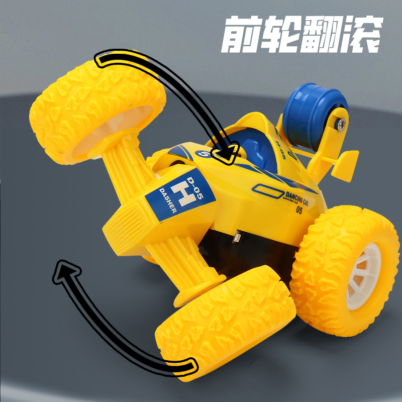 Transfronterizos niños 2.4G cuatro vías carro volcado de control remoto luces brillantes rodando coche de control remoto juguetes coche de control remoto para niños