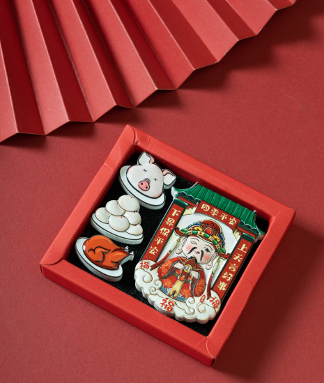 Guochao suministro de dinero para el refrigerador de Dios dibujos animados estereoscópicos pegatinas magnéticas pegatinas magnéticas de Dios de la cocina de la creación de recuerdos decorativos para atraer dinero
