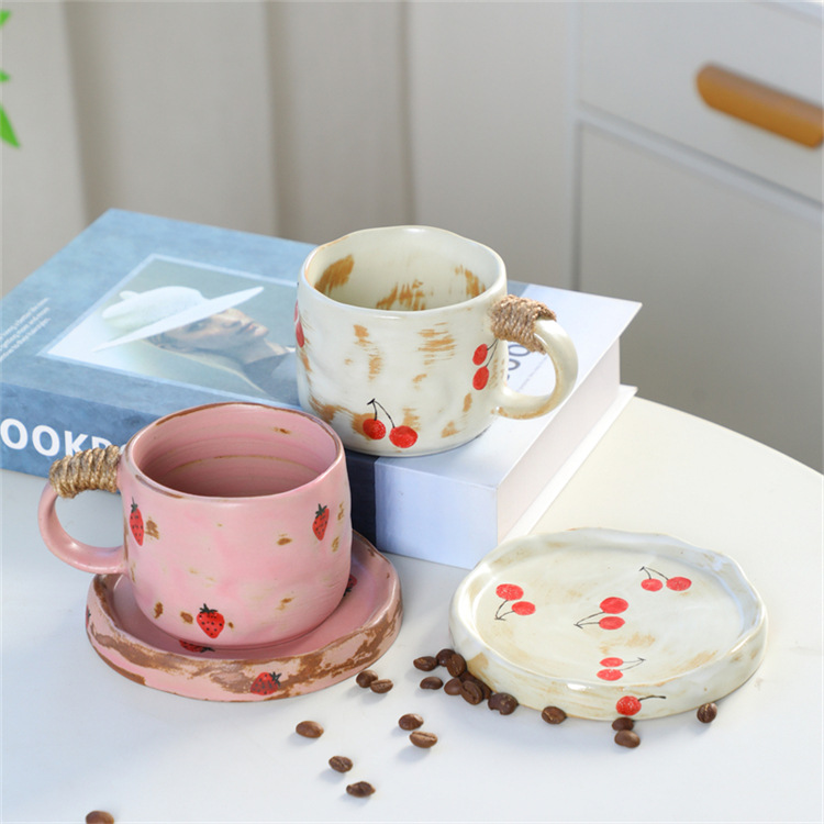 Ceramic Cup And Saucer Set Minimalist Creative Tea Coffee Mugs_voghion.com