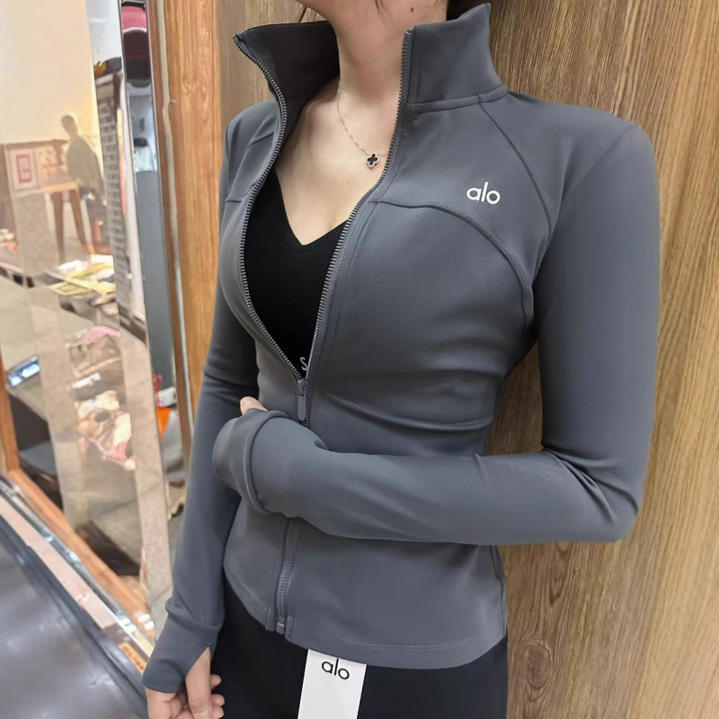alo light  yoga加绒立领运动外套女显瘦百搭健身服弹力紧身长袖|undefined