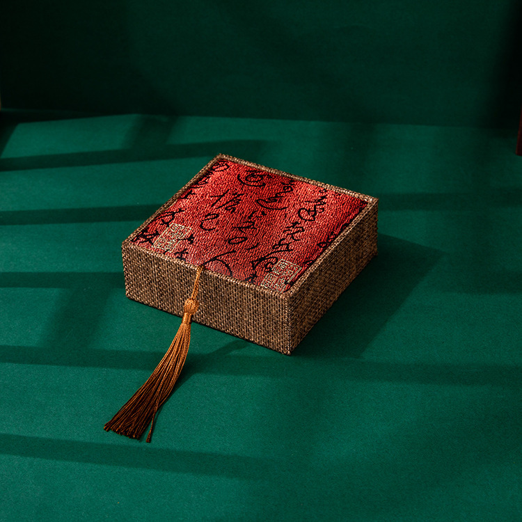 Caja de joyería con flecos de lino, caja de anillo, pulsera, colgante, pulsera, collar, aretes, aretes, venta al por mayor, venta directa de fábrica