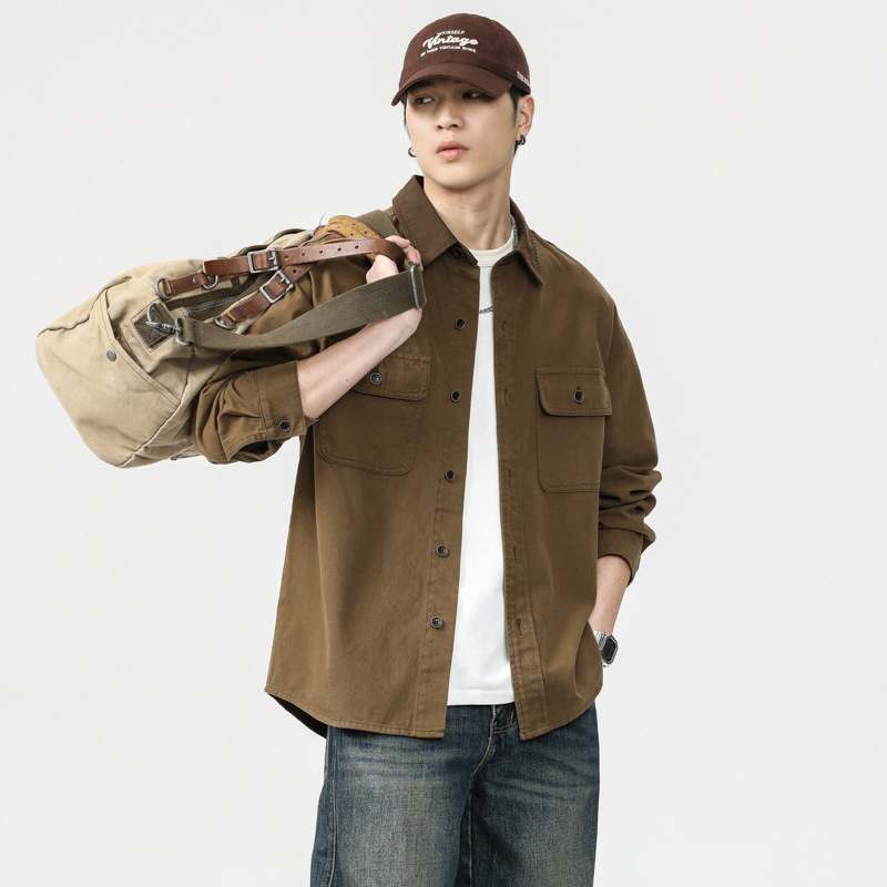 Autumn 2024 New Tooling Denim Jacket Japanese Simple Loose Fashion Brand All-match Denim Shirt Men's Fashion Brand