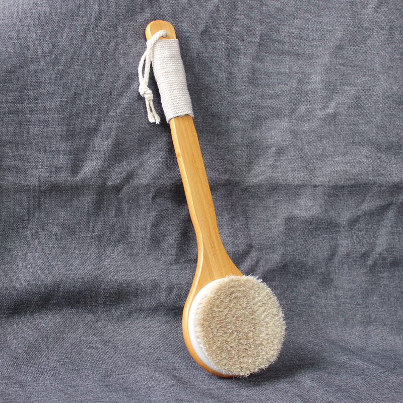 Nanzhu long handle horsehair soft hair rubbing back brush bath brush body oil brush massage meridian dry brush scrub cream brush