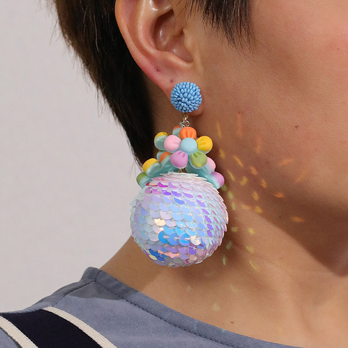 Singer host Round sequins love earrings creative earrings temperament female peach heart pendant bling shiny earrings wholesale