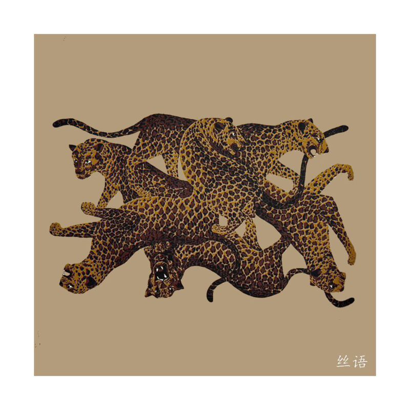 [Silk Wool 65 Square Scarf] Leopard Winter Mulberry Silk Wool Scarf Shawl Double-Sided Silk Scarf