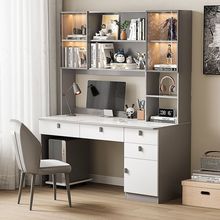 电脑桌实木卧室桌子家用台式办公桌学生写字学习桌书桌书架一体
