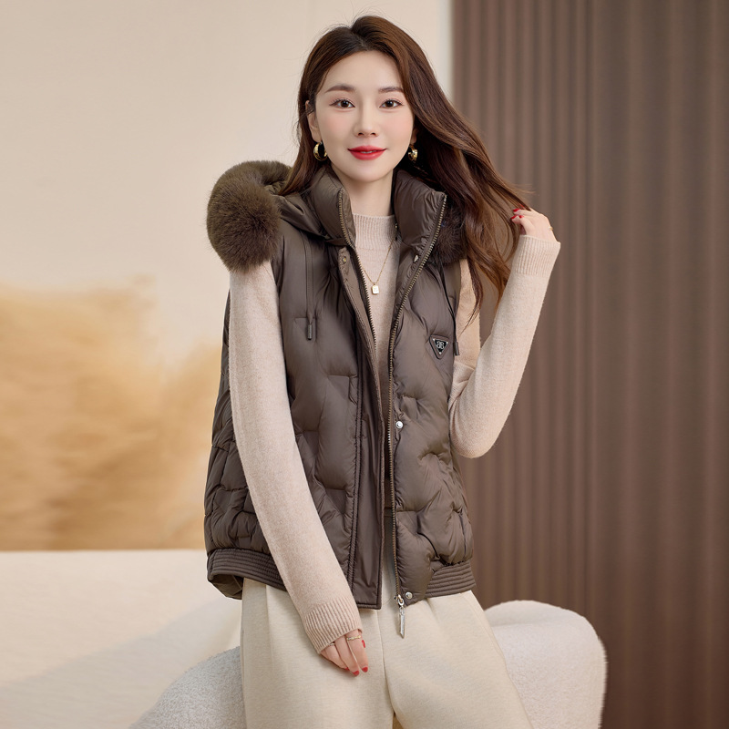 Sombrero desmontable corto chaleco de algodón mujer otoño invierno nuevo estilo de moda para vestir con hombros sueltos chaleco grueso