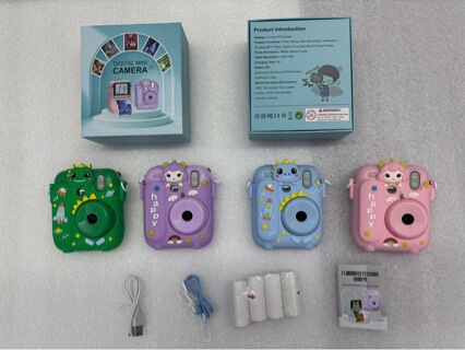 Polaroid children's camera can print color photos, record videos, and has cute cartoon stickers, making it a toy camera for students Polaroid children's camera can print color photos, record videos, and has cute cartoon stickers, making it a toy camera for students