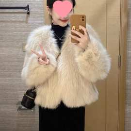 气质新款短款外套女上衣皮草名媛士加厚加绒春秋水貂毛冬季小个子