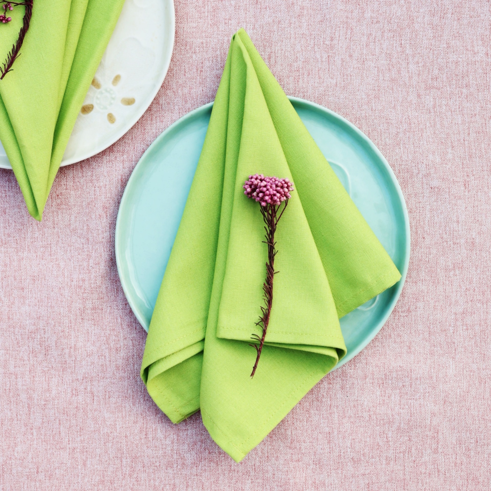 Servillas de lino algodón de Navidad comida occidental hotel de boda mesa de flores plegables tazas toallas de té sólidas almohadilla