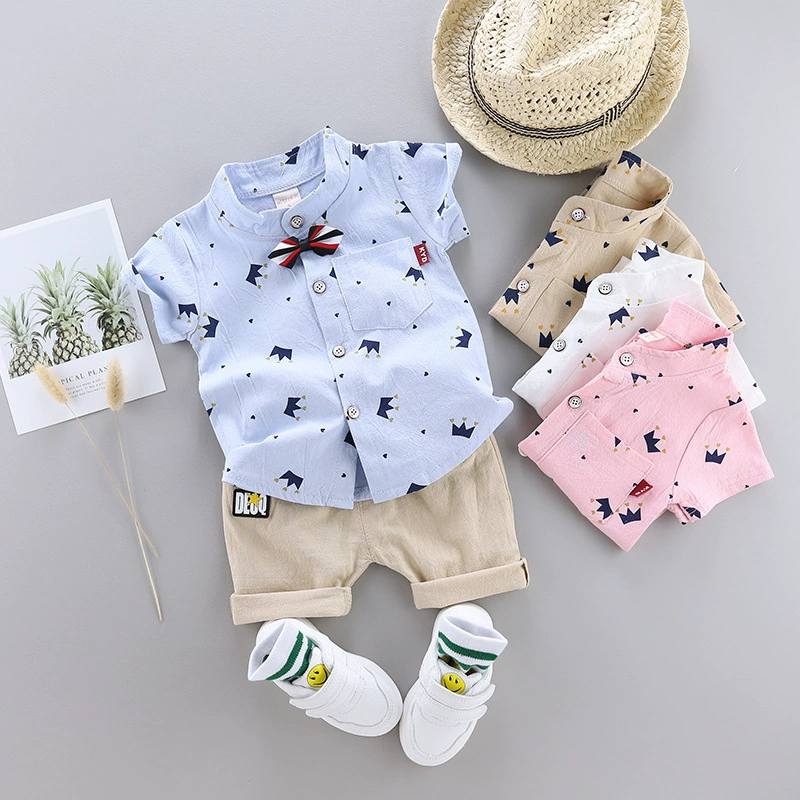 (Cross-border trading) summer children's summer clothing for boys set for early age sleeves with short sleeve → (Контрольно-граница) летняя детская одежда для мальчиков набор на ранний возраст с рукавами короткими