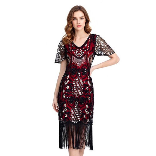 2026 New Product 1920s Gatsby Evening Gown Vintage Party Gathering Glitter Fringe Dress