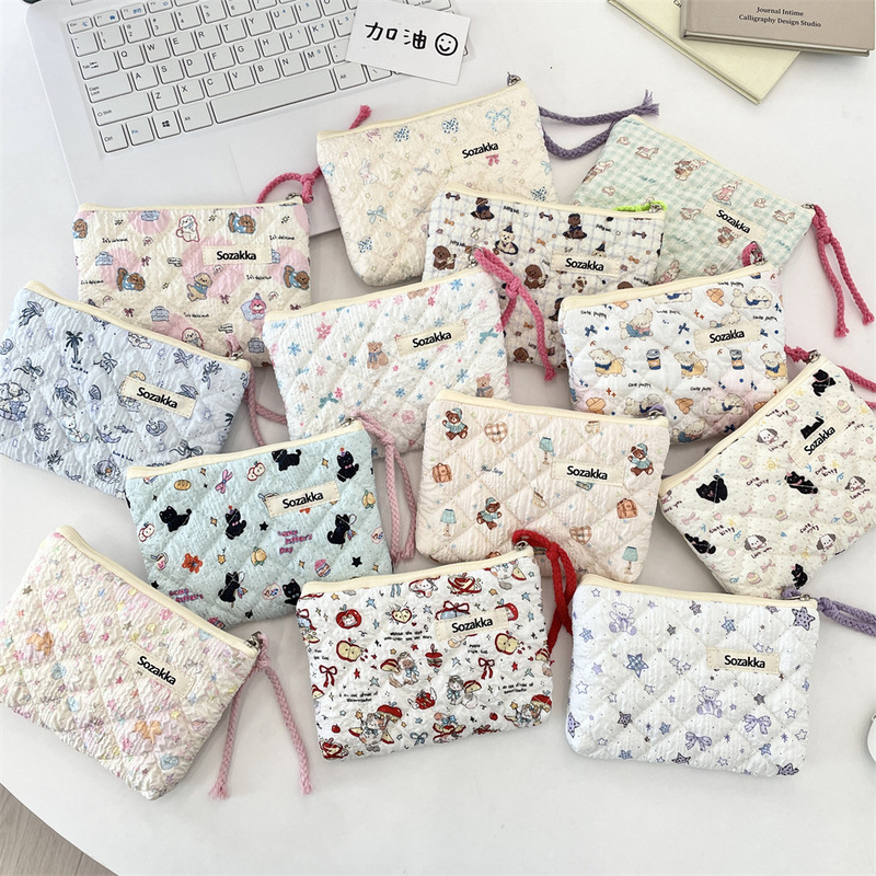 5425 quilted floral quilted cotton portable storage bag soft coin purse mouth red envelope cosmetics sundries storage