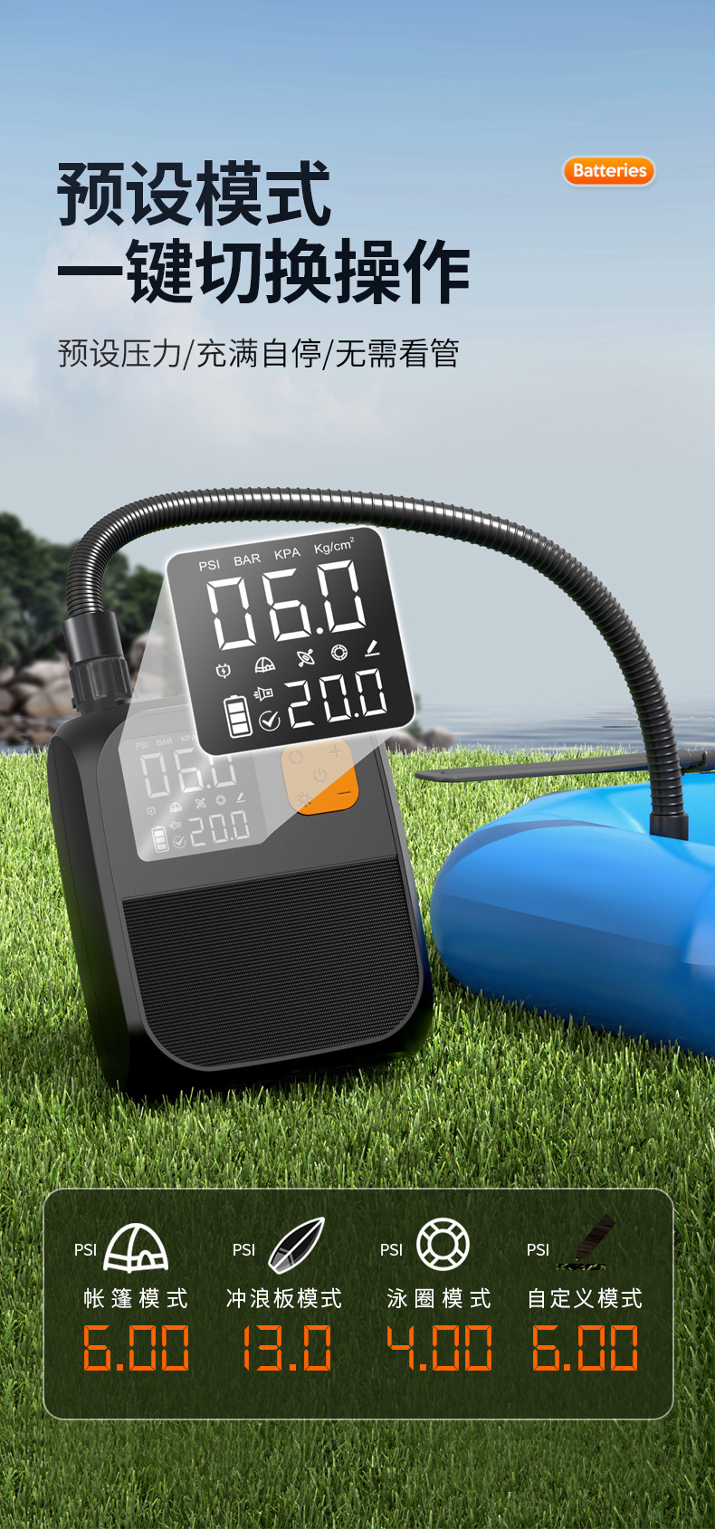 Kayak Car-Mounted Air Pump, Outdoor Portable Electric Pump for Paddle Boards, Inflatable Mattresses, Paddle Boards, Wireless Air Pump