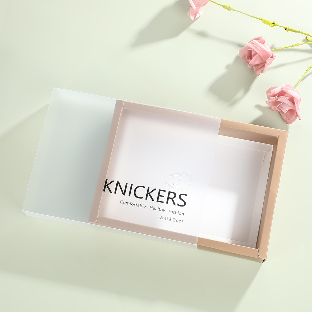 Nuevo cajas de pantalones íntimas de película blanca Caja de regalo hueca Caja de embalaje de pantalones íntimas puede agregar cajas de pantalones íntimas LOOG venta directa