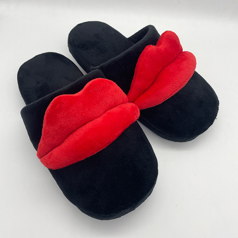 Cross -border best -selling HOT LIPS SLIPPERS Floor House Warm Shoes…