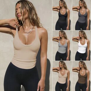 2025 Plus Size Summer New Sports Vest European and American Women's Sexy Slim Tops Trendy Brand Inner Layering Shirts