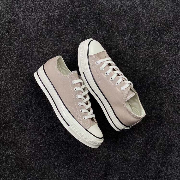 1970s fluorescent green gray, dark blue, pink light blue high-top low-top couple canvas shoes