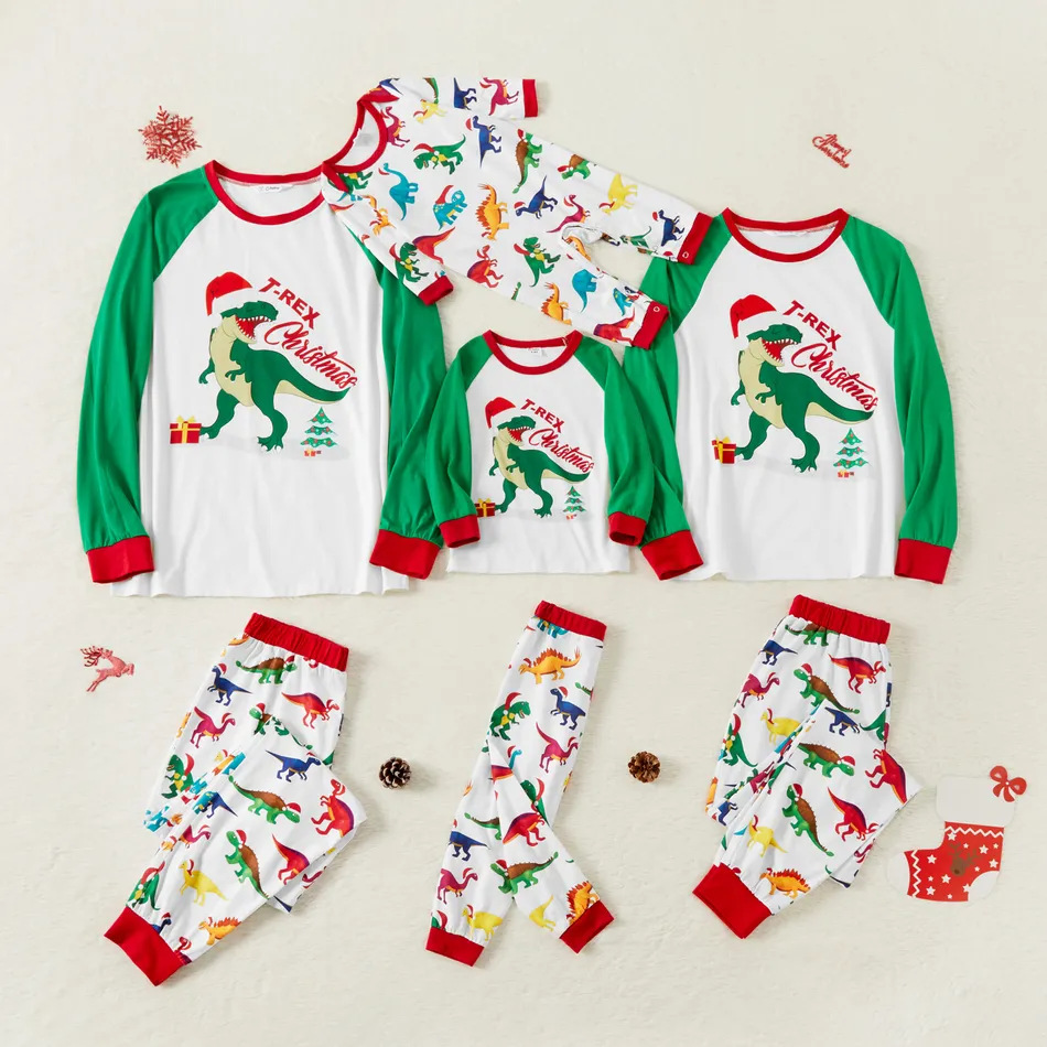 Cute Dinosaur Polyester Pants Sets Jogger Pants Blouse Family Matching Outfits display picture 4