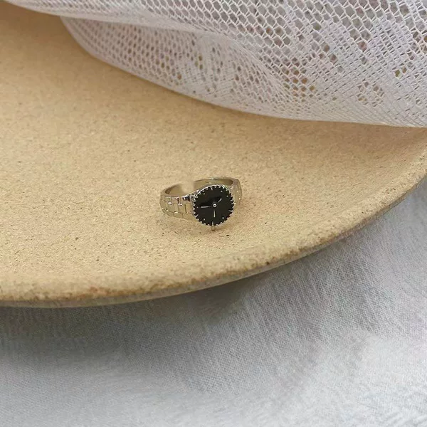 Korean Minimalist Ins-Style Watch-Style Design Ring for Women, Unique and Niche Index Finger Ring for Girls