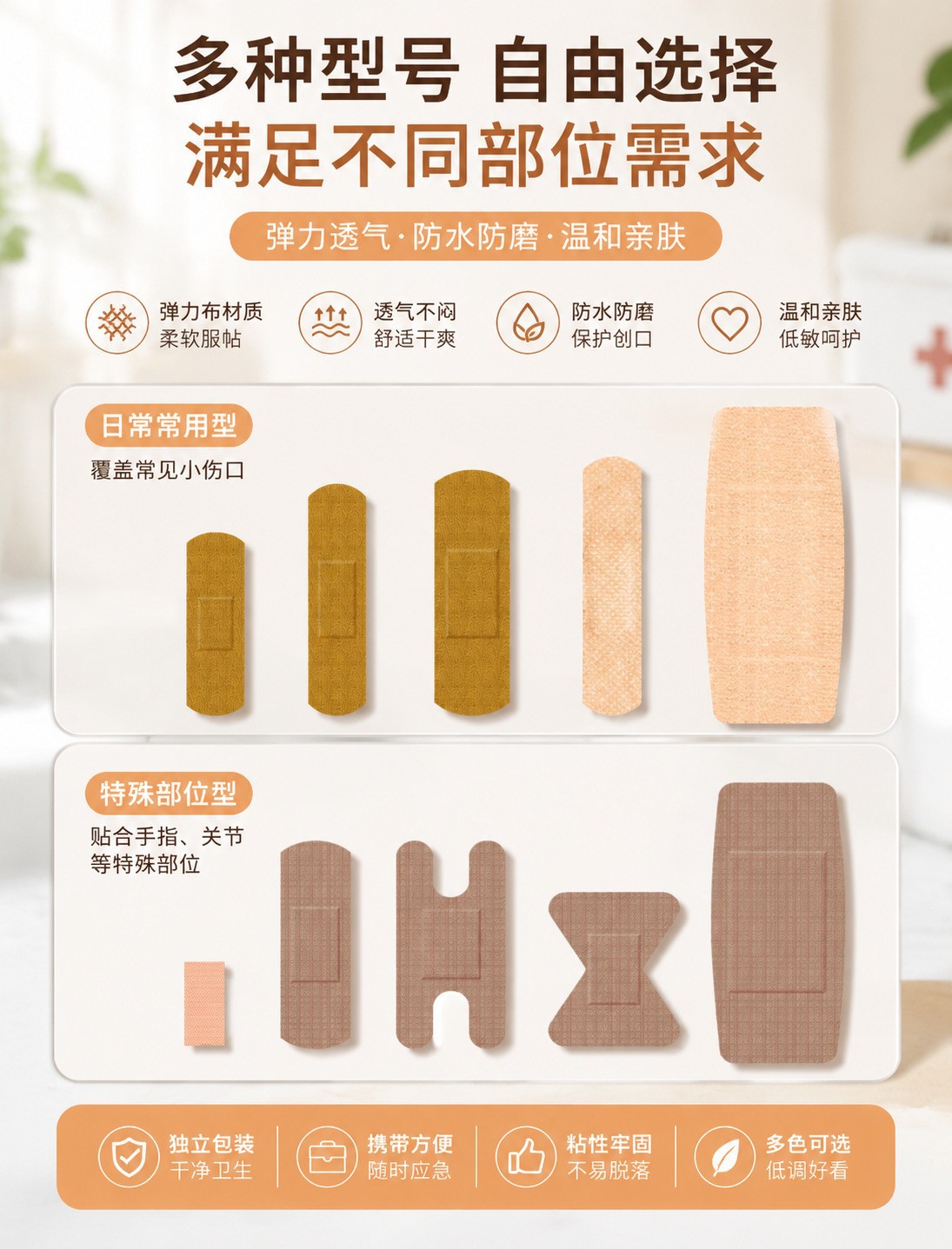 High Elastic Waterproof Breathable Adhesive Bandage Cotton Thickened Wound Plaster Custom Anti Friction Heel Patch quality and texture