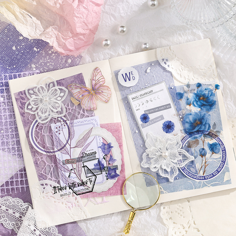 Paquete de materiales de collage de hilo ligero de malla de sombreado simple DIY material de decoración de malla jacquard hecha a mano sin adhesión