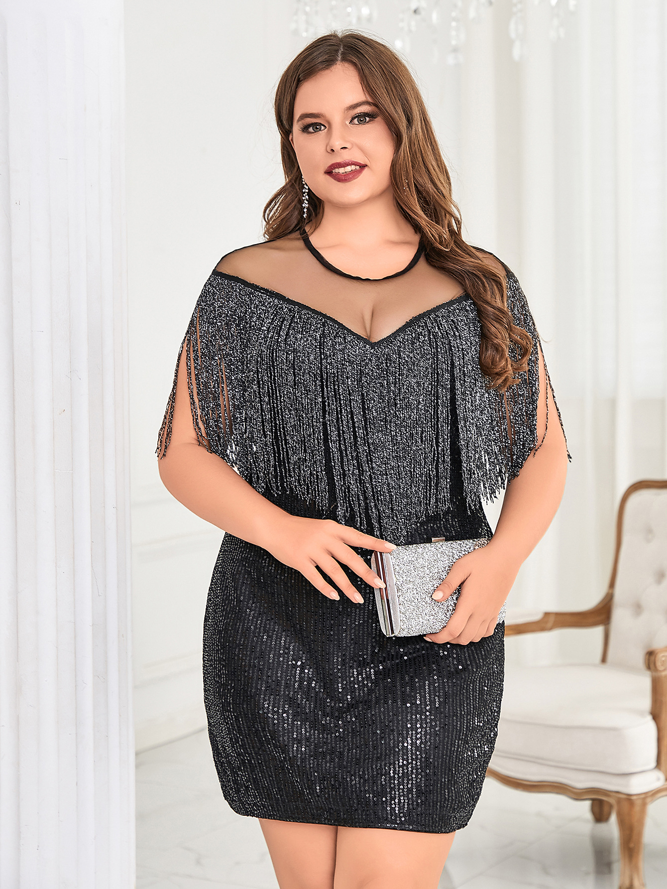 Gran tamaño verano nuevo estilo chal de borla corto color sólido falda corta temperamento viajero sexy delgado vestido delgado image 6