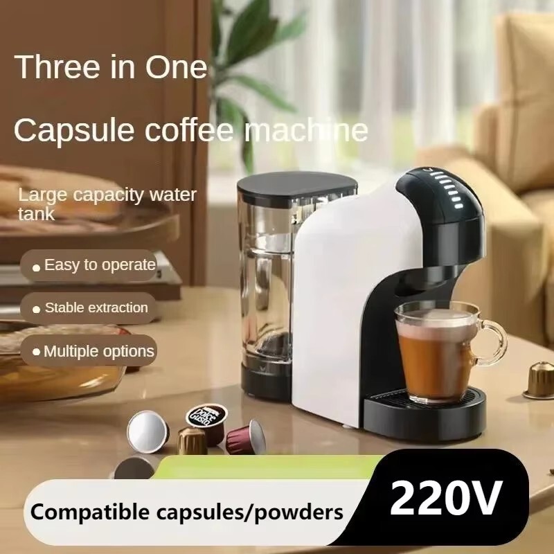 1400W 800ml 20Bar 3-in-1 Capsule Coffee Machine for Home Use, Small and Fully Automatic