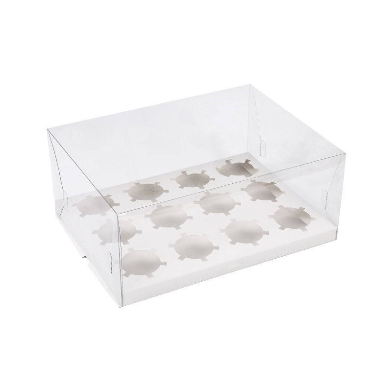 Caja de cupcake transparente, 4 cápsulas, 6 cápsulas, 12 cápsulas de muffin, caja de embalaje de cupcake al por mayor personalizada