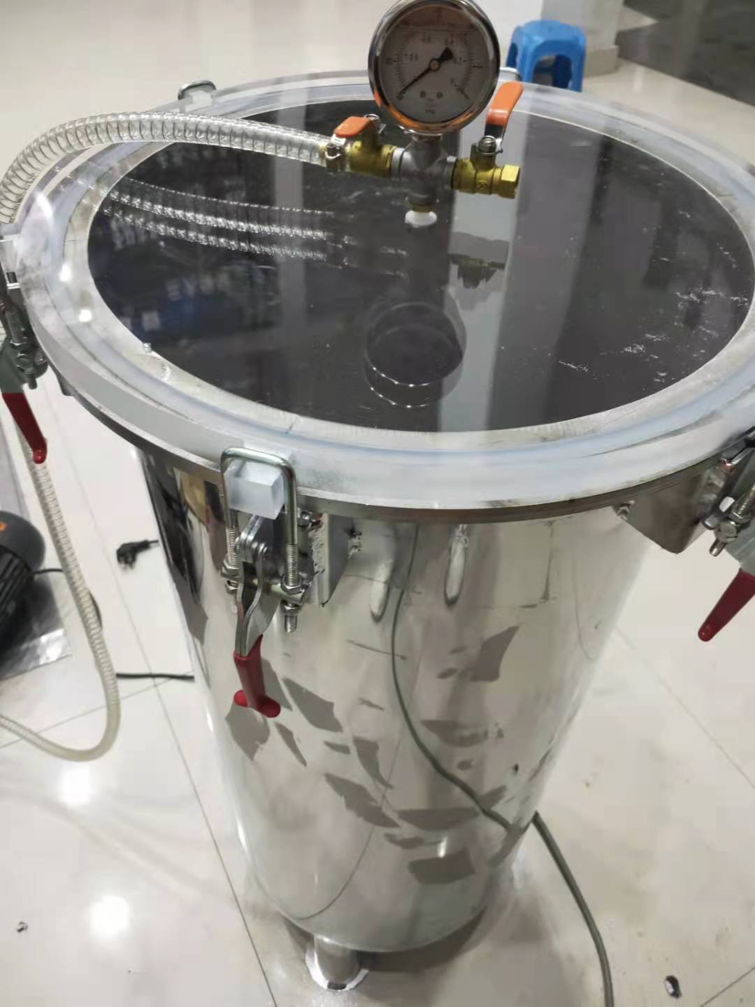 10加仑超大不锈钢真空桶树脂硅胶脱泡桶大容量密封桶点胶桶-阿里巴巴