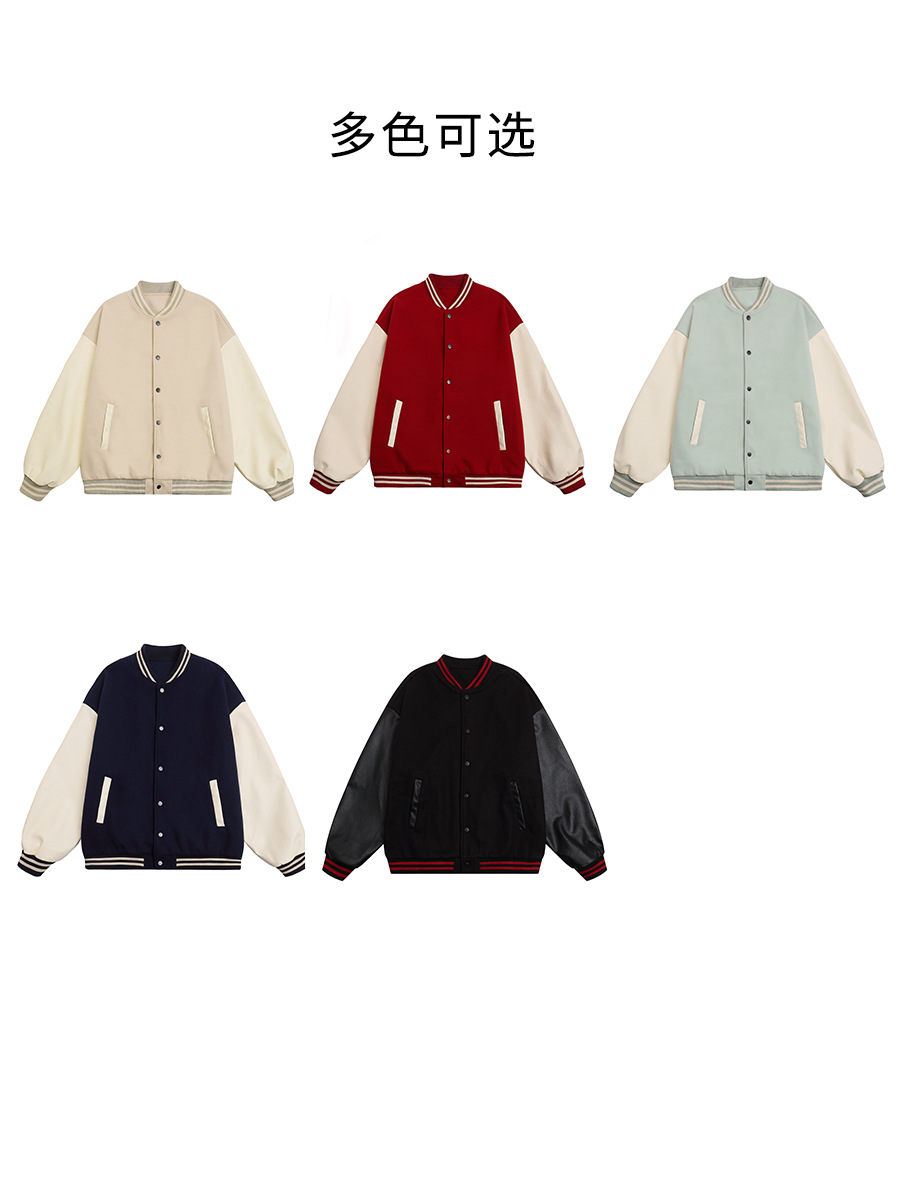 Chaqueta de bomber estadounidense transfronteriza de alta gama chaqueta casual jacket otoño e invierno manga PU marca de moda chaqueta de uniforme de béisbol personalización masculina image 6