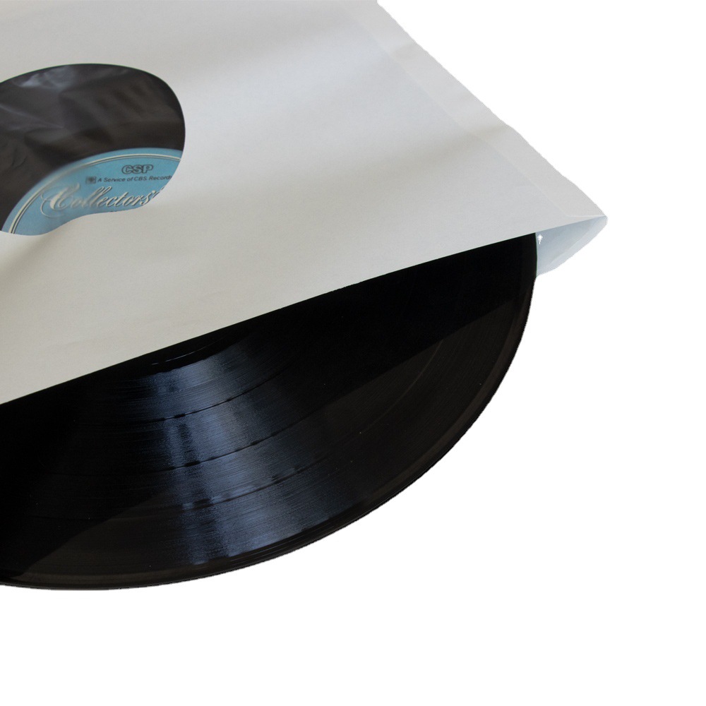 LP bolsa de disco de vinilo de 12 pulgadas de 10 pulgadas de 7 pulgadas de piel de vaca blanca pofilm bolsa protectora a prueba de polvo anti-estática bolsa de almacenamiento de registro