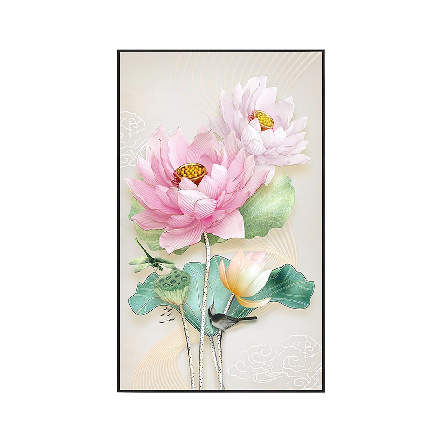 Productos genuinos Mona Lisa Royal punto de cruz Xianghe (Paño Oro) Nuevo simple Loto bordado hilo pintura decorativa