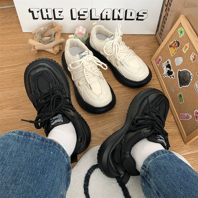 Черные увеличивающие рост туфли Torre на толстой подошве, женские модные легкие кроссовки в стиле ретро, 2022 г., Новое поступление, Осенние универсальные студенческие кроссовки