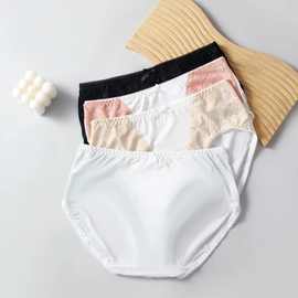 新款棉无痕女士透气蕾丝性感大码内裤中腰三角裤包臀