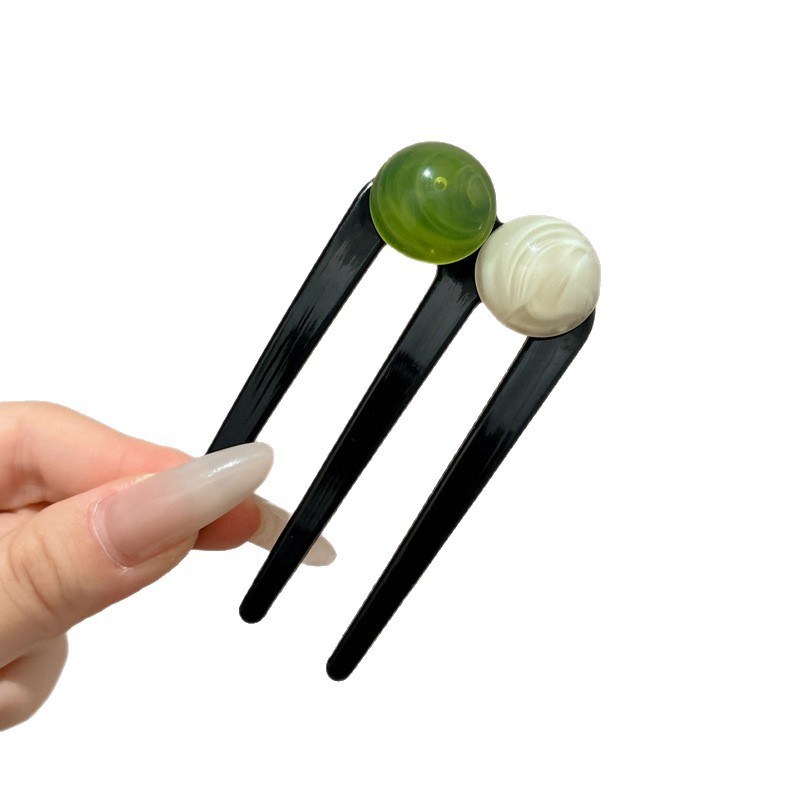 Horquilla en forma de U con cuentas de tres dientes de sentido avanzado Horquilla de cabeza de bola de viaje diario Horquilla de disco en la parte posterior de la cabeza Horquilla fija