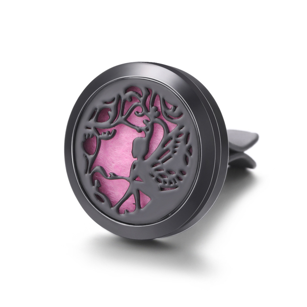 pistola de acero inoxidable negro hueco coche ventilación abrazadera de automóvil perfume árbol de vida automóvil perfume caja de difusión de perfume